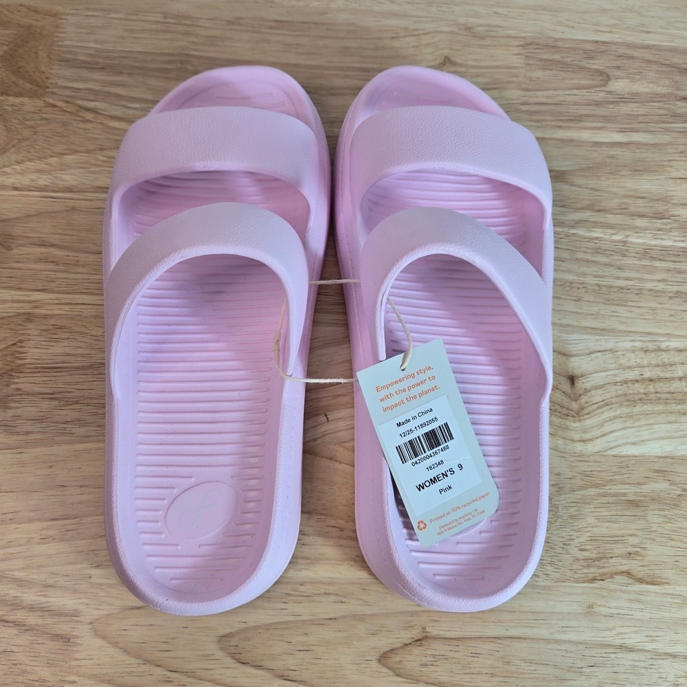 Freely Womens Pink Double Strap Foam Slide Sandals Size 9 182348